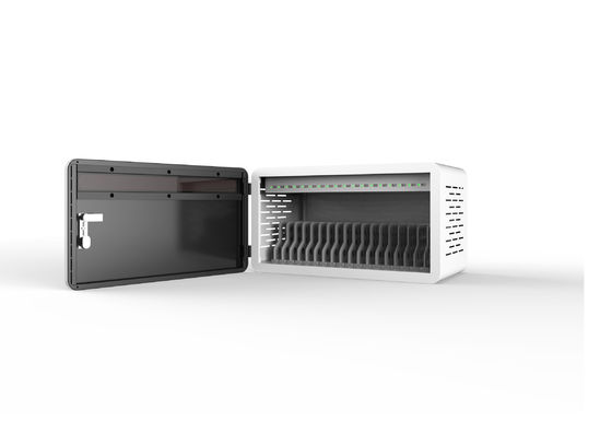 Desktop 18 Slots Kabinet pengisian USB yang dapat dikunci dengan Sistem Perlindungan Keamanan 8S dan kunci dan kunci