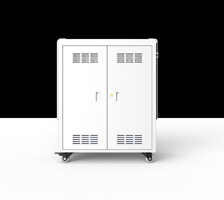 30 Slots Galvanized Sheet Chromebook Charging Cabinet with Cooling Fans and Universal Wheels
